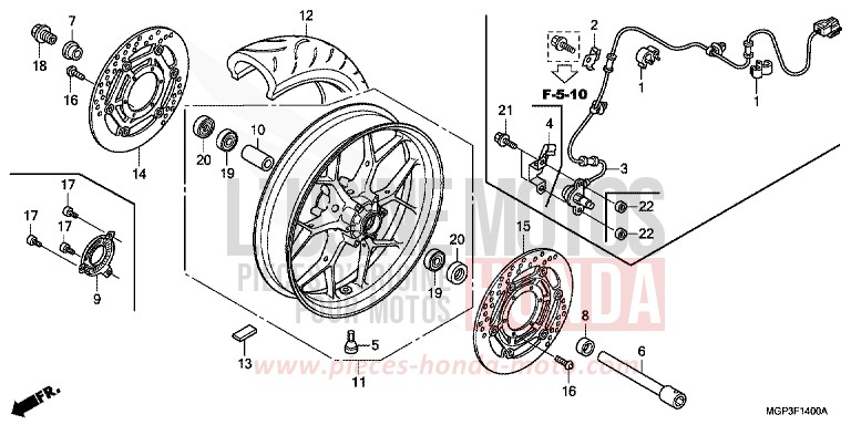 PANNEAU SUPERIEUR von CBR1000RR "Fireblade" ROSS WHITE (NH196) von 2014
